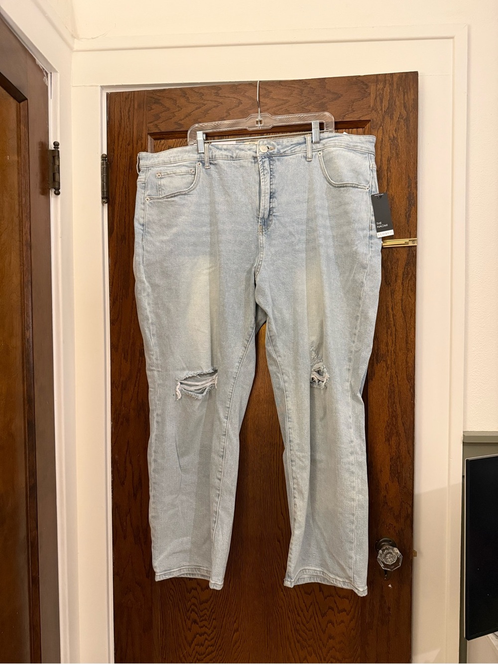 Eloquii Light Wash Naomi Comfort Stretch Jeans with Knee Distressing